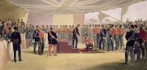 「バスの騎士団の叙任」、パブ「東の戦争の席」からのプレート。ポール・ウント・ドミニク・コルナギウント社、1856年 作： William Crimea Simpson